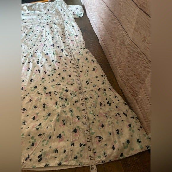 A New Day Cream Long Sleeve V Neck Midi Dress XSmall prairie cottage core NWOT. - Picture 11 of 12